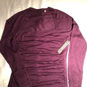Elie Tahari Ruched Silk Cashmere Sweater - Grape M